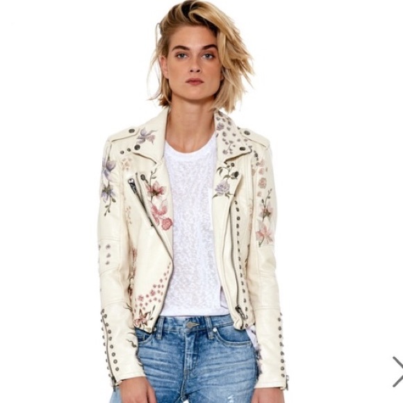 floral studded leather jacket